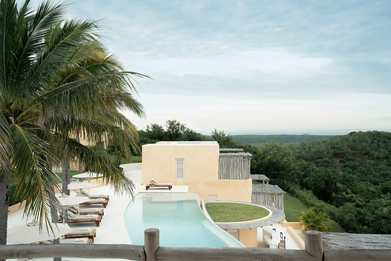 Casa Roma, a rental villa in Costa Careyes, with its terrace looking over the jungle toward the Pacific