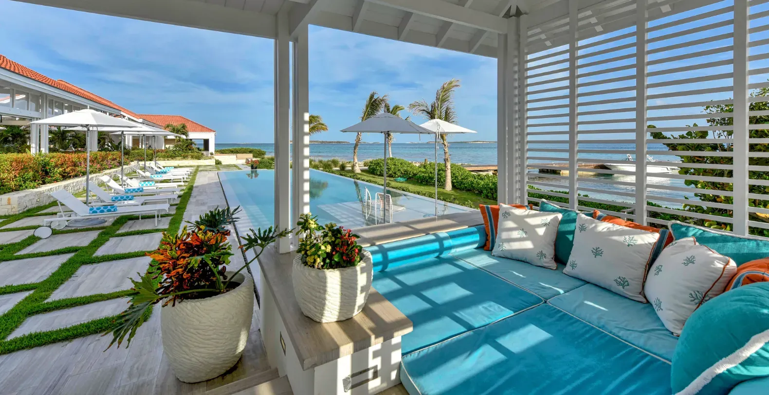 Mariposa, an oceanfront rental estate on Jumby Bay Island, Antigua